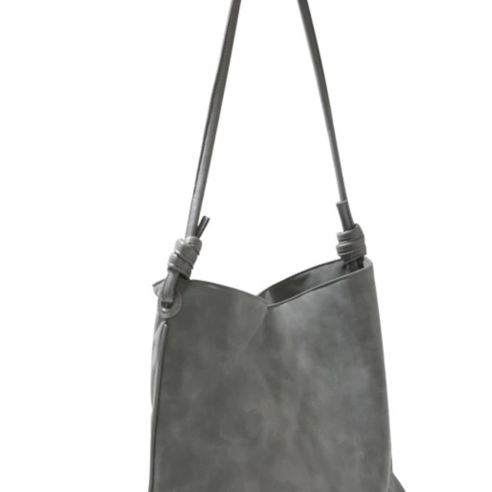 Elegant Gray Leather Shoulder Bag by 8 Other Reasons
